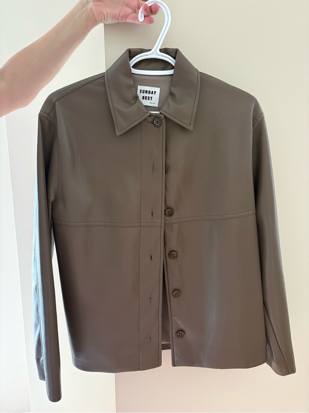 Sunday Best Chocolate Brown Leather Button-Front Jacket